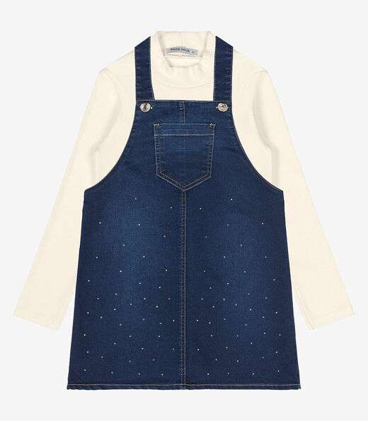 Conjunto Blusa Com Salopete Jeans Trick Nick Azul