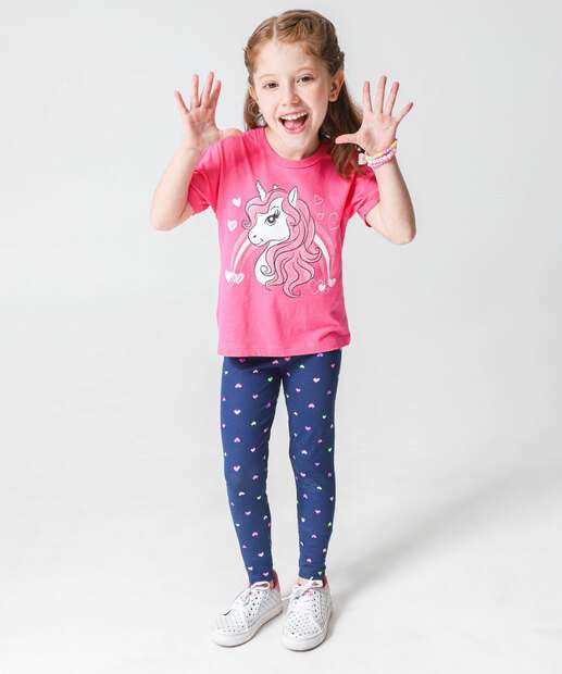 Camiseta Infantil Unicórnio Marisa Tam 4 a 10 Rosa
