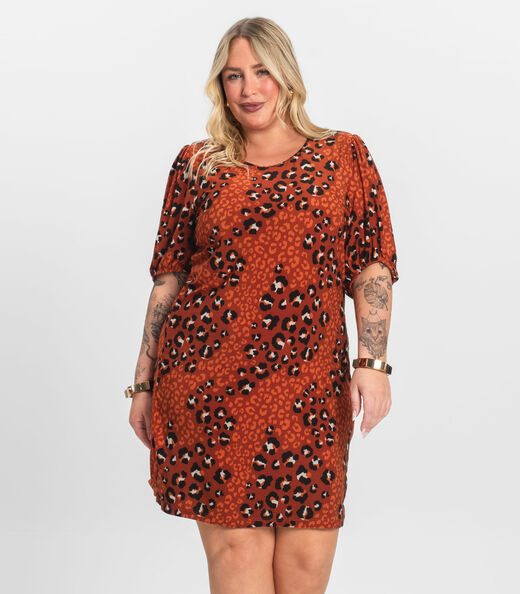 Vestido Malha Fria Plus Infinita Cor Laranja