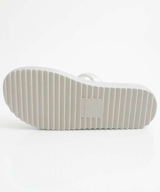 Tamanco Feminino Flatform Tiras Moleca Prateado