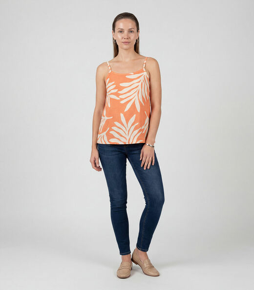 Blusa de Alça Tecido Viscose Infinita Cor Laranja