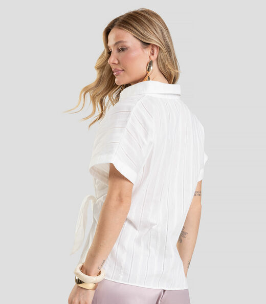 Camisa Feminina em Tricoline Dianna Bege