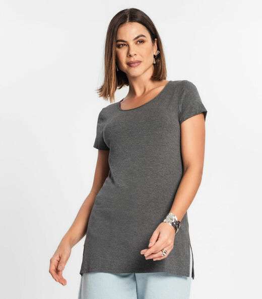 Image_Blusa Básica Alongada Feminina Rovitex Cinza