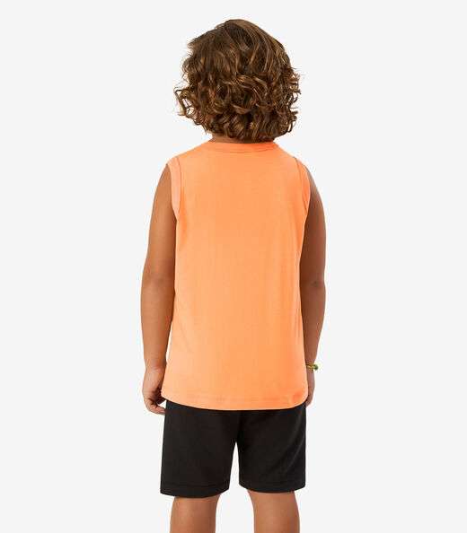 Conjunto Machão com Bermuda Meia Malha Rovi Kids Laranja