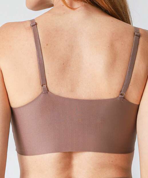 Sutiã Top Com Bojo Básico Sem Costura DelRio Marrom