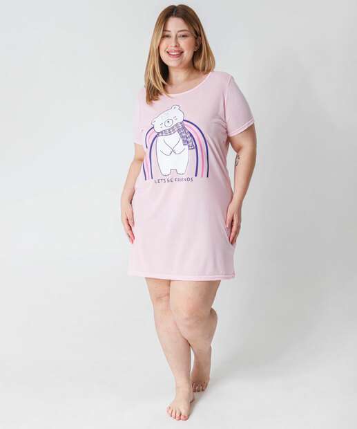 Camisola Plus Size Estampa Frase Marisa Rosa