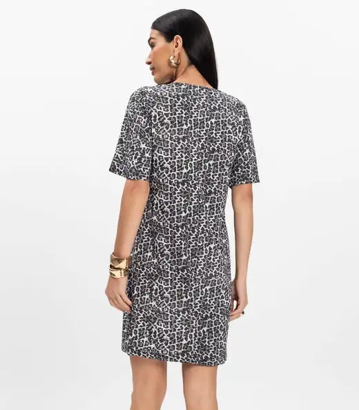 Vestido Curto Estampado Feminino Rovitex Preto