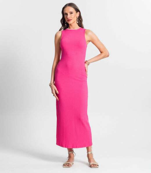 Vestido Midi Longo Feminino Endless Rosa