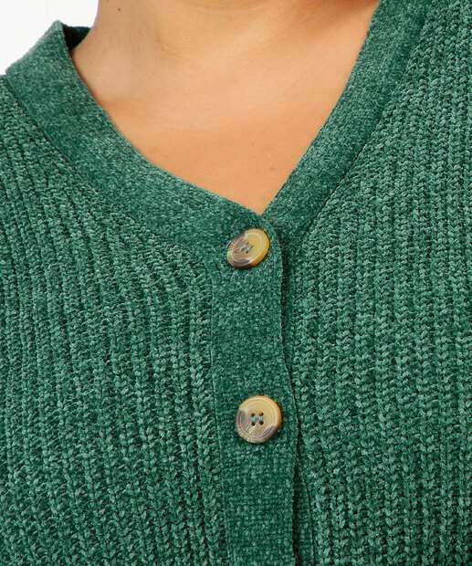 Cardigan Plus Size Feminino Chenille Botões Marisa