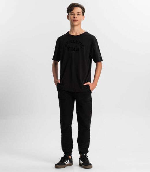 Camiseta Juvenil Masculina Em Meia Malha Minty Preto
