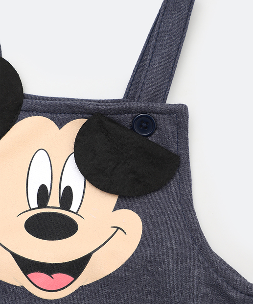 Jardineira Infantil Mickey Disney Tam 1 a 3 Azul