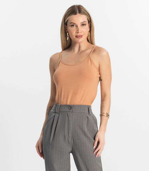 Image_Blusa de Alça Feminina Viscotorcion Básica Rovitex Marrom