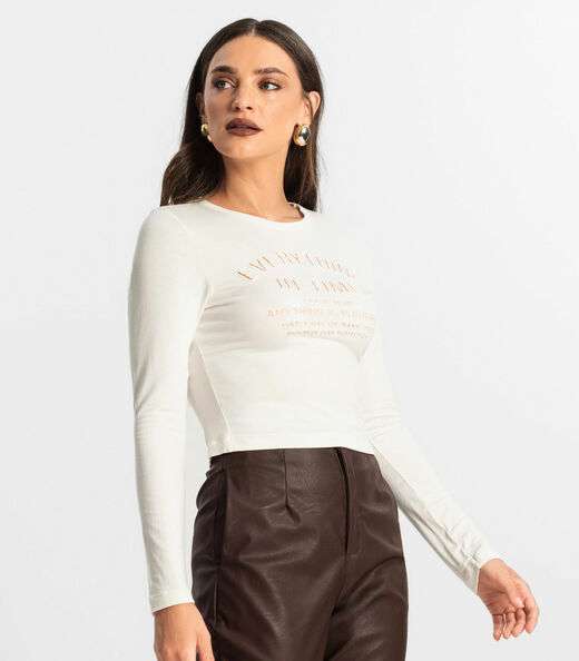 Blusa Feminino Manga Longa Endless Bege