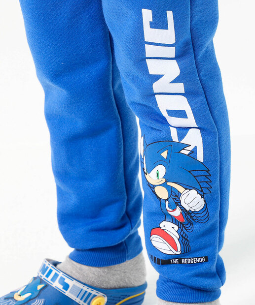 Calça Infantil Jogger Moletom Sonic Tam 4 a 10 Azul