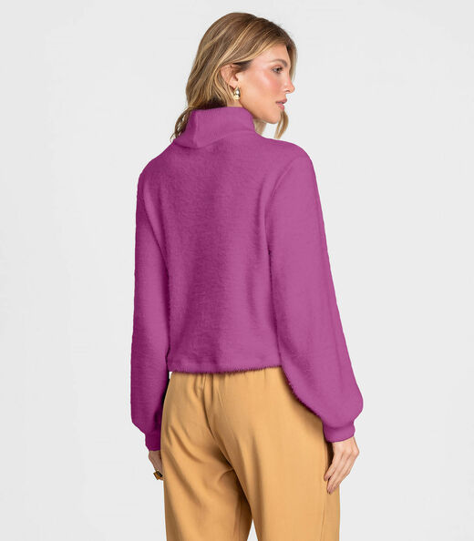 Blusão Feminino em Tricot Felpudo Dianna Roxo