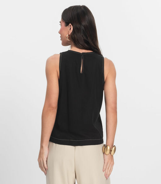 Regata Feminina Curta Decote Redondo Endless Preto