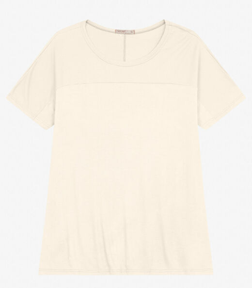 Blusa Visco Tricot Plus Size Secret Glam Bege