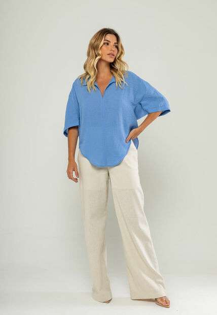 Image_Blusa Ampla Manga Curta E Decote V Azul Salvatore