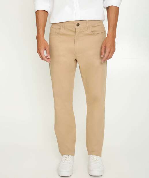 Calça Masculina Sarja Reta Bolsos MR