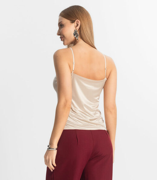 Regata Feminina Em Poliamida Sem Costura Select Bege