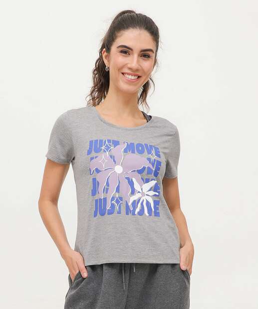 Blusa Feminina Fitness Estampada Manga Curta Marisa