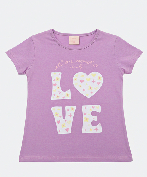 Image_Blusa Infantil Manga Curta Estampa Love Marisa Tam 4 a 10 Lilás