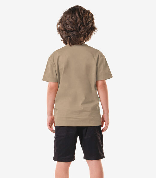 Conjunto Infantil Camisa Com Bermuda Trick Nick Bege