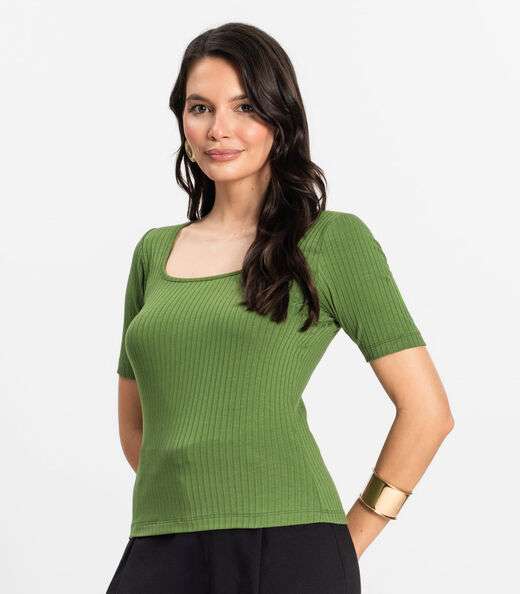 Blusa em Ribana Canelada Rovitex Verde