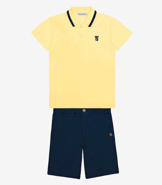 Conjunto Polo Com Bermuda Masculina Trick Nick Amarelo