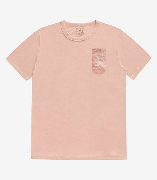 Camiseta Masculina Manga Curta Meia Malha Diametro Rosa