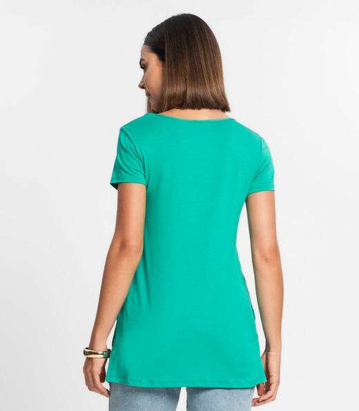 Blusa Básica Alongada Feminina Rovitex Verde