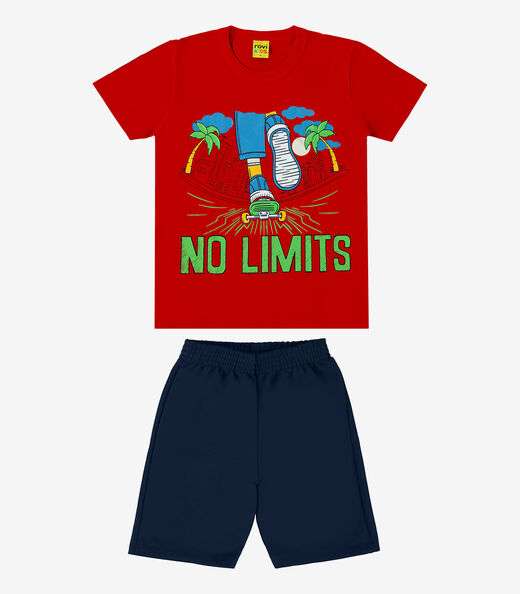Conjunto Infantil Camiseta Com Bermuda Rovi Kids Vermelho