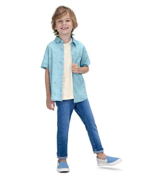 Camisa Infantil Menino Estampada Trick Nick Azul