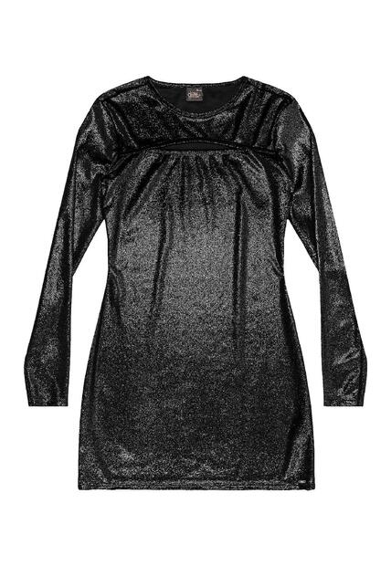 Vestido Juvenil Manga Longa Veludo Gloss