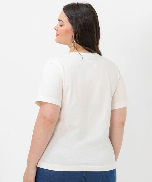 Blusa Plus Size Feminina Estampada Marisa Off White