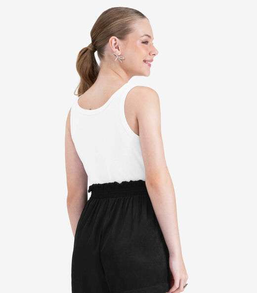 Regata Juvenil Feminina em Ribana de Viscose Minty Branco