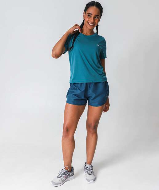 Blusa Feminina Fitness Listras Marisa Azul