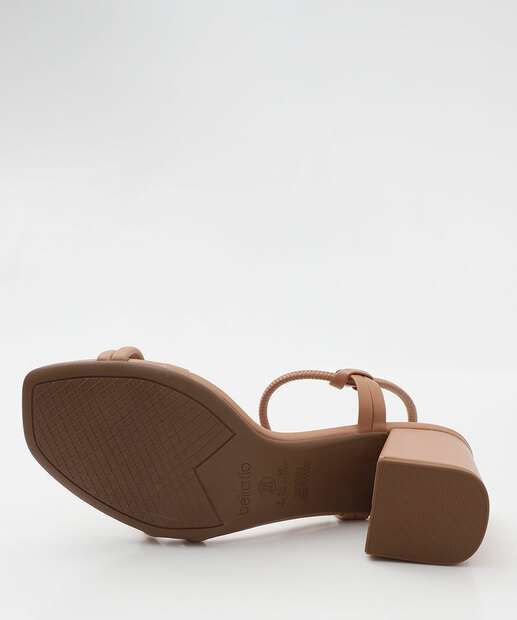 Sandália Salto Grosso Feminina Beira Rio Bege