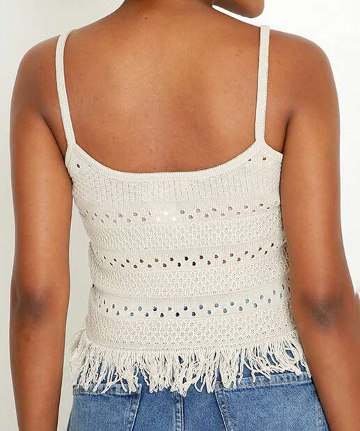 Blusa Regata Feminina Tricô Alças Finas Marisa
