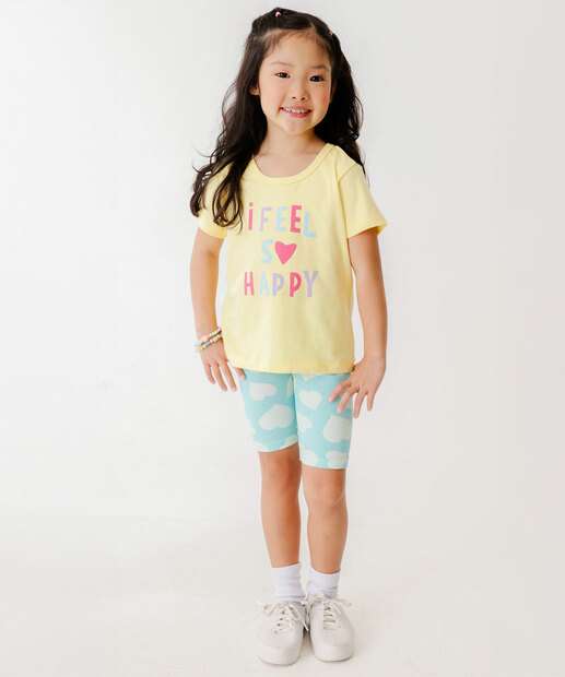 Camiseta Infantil Estampa Frase Manga Curta Marisa Tam 4 a 10