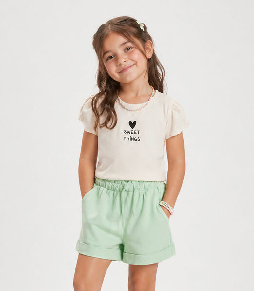 Conjunto Blusa Com Shorts Bege