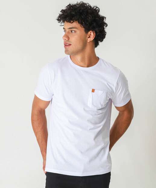 Image_Camiseta Masculina Básica Bolso Marisa Branco