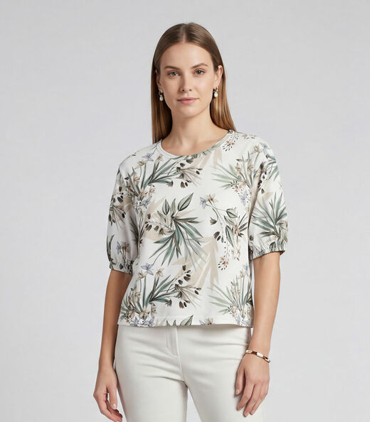 Image_Blusa Feminina Manga Com Volume Punho Infinita Cor Bege