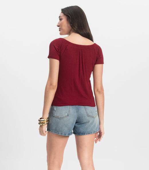 Blusa Feminina Canelada Infinita Cor Vermelho