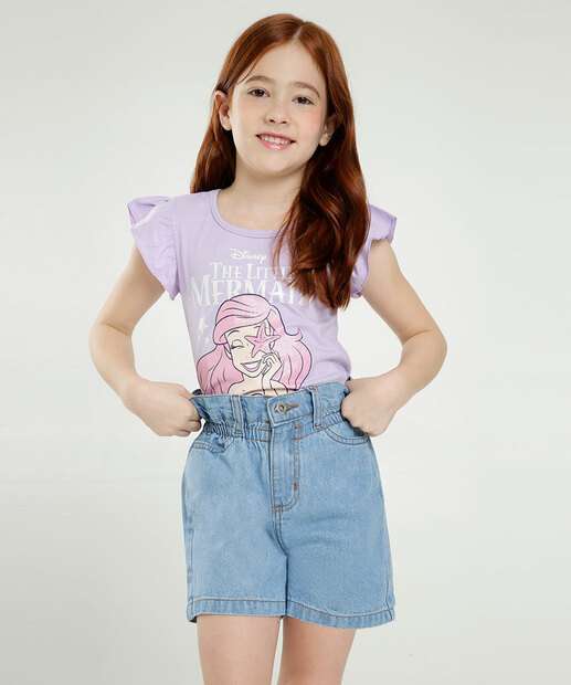 Short Infantil Jeans Clochard Bolsos Marisa Tam 4 a 10