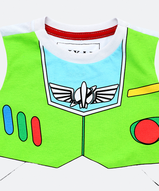 Camiseta Infantil Toy Story Buzz Máscara Tam 1 a 3 Branco