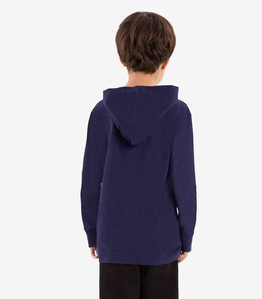 Camiseta Infantil Manga Longa Com Capuz Rovi Kids Azul