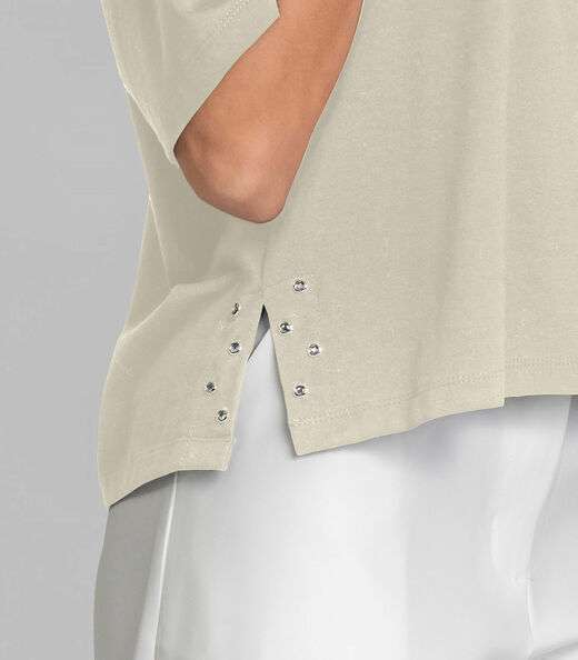 T- Shirt Feminina Manga Curta Box Dianna Bege