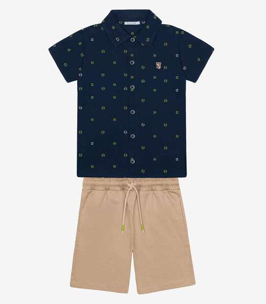 Conjunto Infantil Camisa Com Bermuda Trick Nick Azul