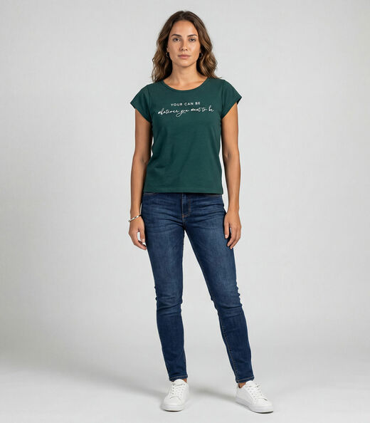 Blusa Feminina Meia Malha Com Estampa Infinita Cor Verde